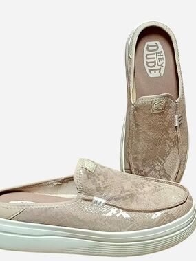 Hey Dude Platform Slip-On Sneakers in Shiny Snake Skin